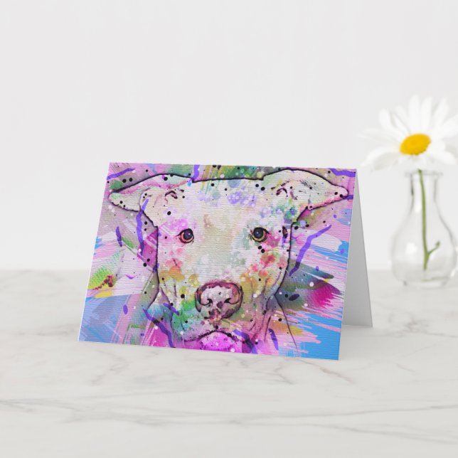 Tarjeta Pit Bull Watercolor Art (Planta pequeña)
