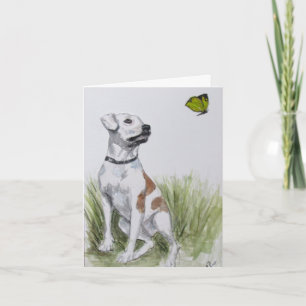 Tarjeta Pit Bull y Mariposa