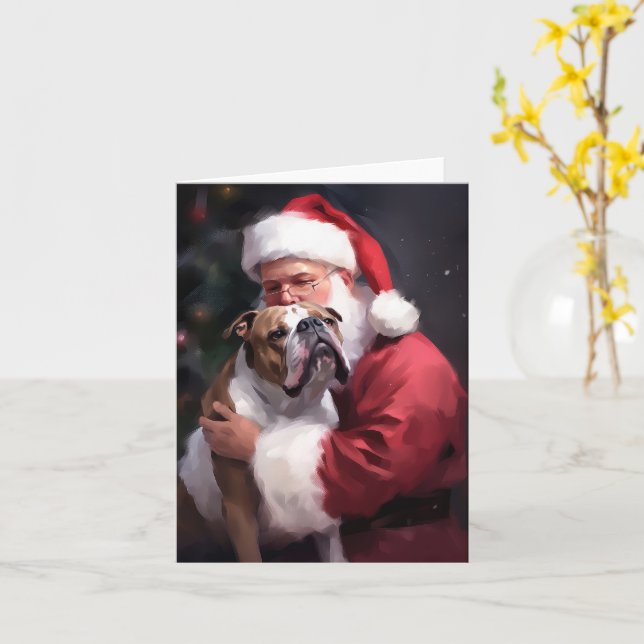 Tarjeta Pitbull Con Santa Claus Navideño Festivo (flor amarilla)