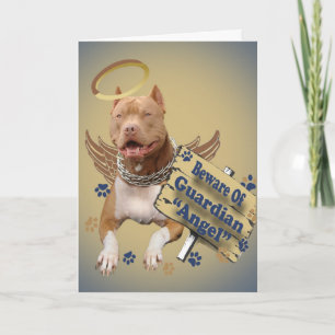 Tarjeta Pitbull Cuidado Con Los Regalos De Guardian Angel
