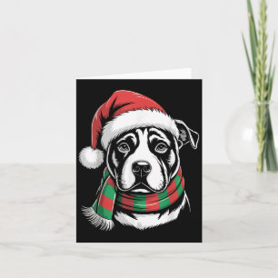 Tarjeta Pitbull Dog Xmas Santa Hat Scarf Navidades disstum