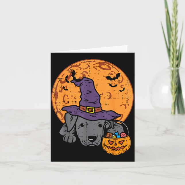 Tarjeta Pitbull Sombrero de Bruja Luna Jack O Linterna Hal (Anverso)