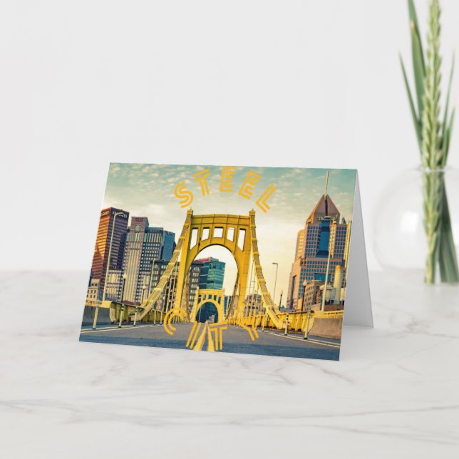Tarjeta Pittsburgh Steel City Skyline 412 Pennsylvania Can (Anverso)