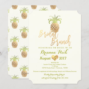 Tarjeta PixDezines Bridal Brunch/Faux Gold/Pineapp