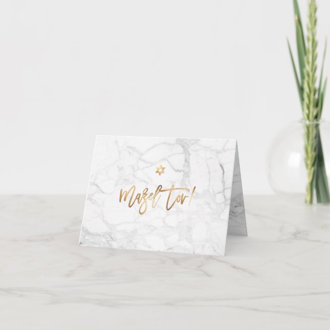 Tarjeta PixDezines Mazel Tov, Marble+Faux Gold (Anverso)