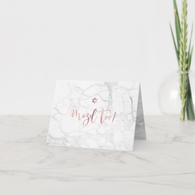 Tarjeta PixDezines Mazel Tov, Marble+Faux Rosa Gold (Anverso)