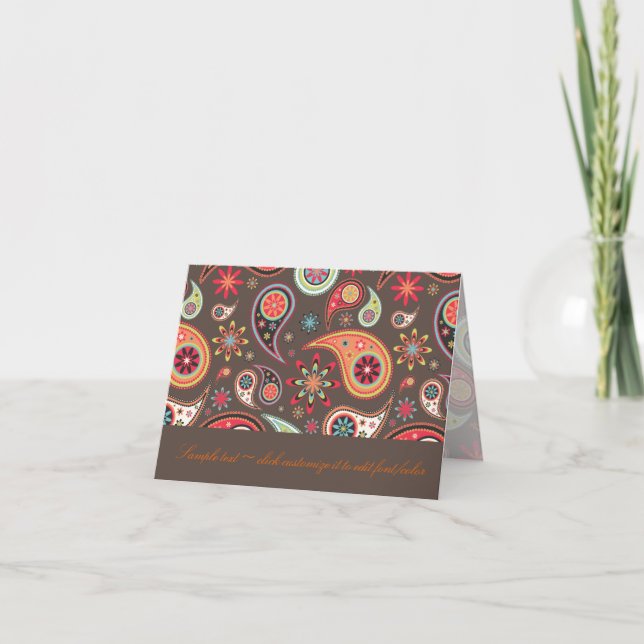 Tarjeta PixDezines Retro Paisley, fondo DIY (Anverso)