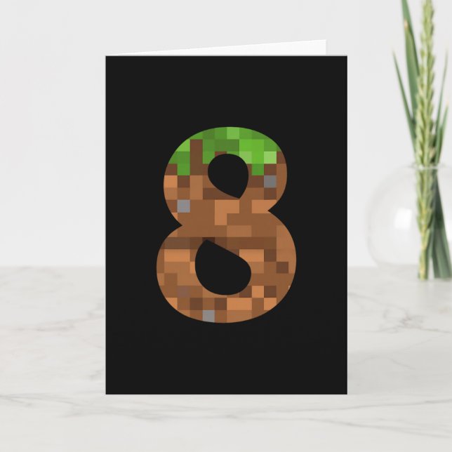 Tarjeta Pixel 8 cumpleaños número ocho 8 años 8vo Vid (Anverso)