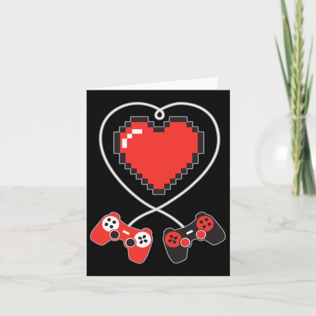 Tarjeta Pixel Art Video-game Controller Día de San Valentí (Anverso)