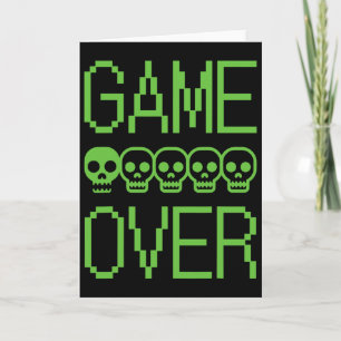 Tarjeta Pixel Gamer Cráneo Juego Terminado Videojuego Retr