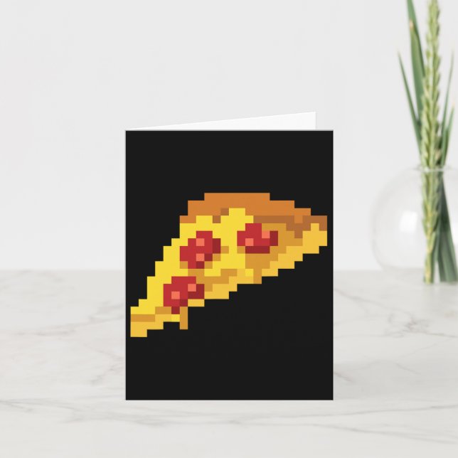 Tarjeta Pixel Pizza 80s Video Game Retro 8-bit Halloween C (Anverso)