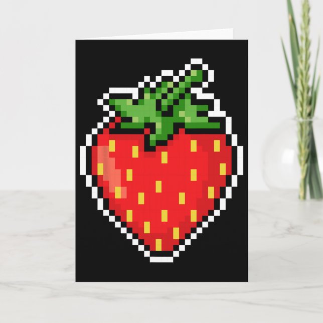 Tarjeta Pixel Strawberry 80s Video Game Halloween  (Anverso)