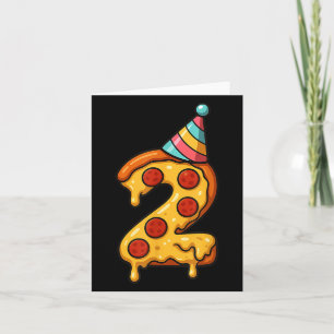 Tarjeta Pizza 2º cumpleaños Gorra Fiesta de 2 años