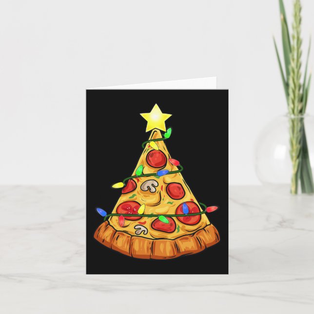 Tarjeta Pizza Árbol de Navidad enciende niños divertidos N (Anverso)