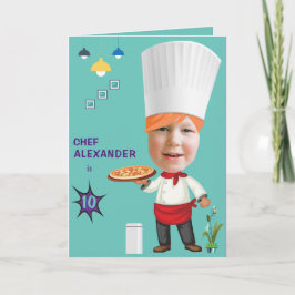 Tarjeta Pizza Chef 🎂 cabeza en Hole Cook Fun Cumpleaños