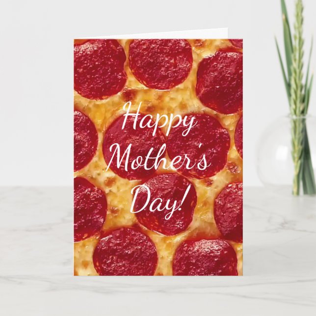 Tarjeta pizza de pepperón día de madre (Anverso)