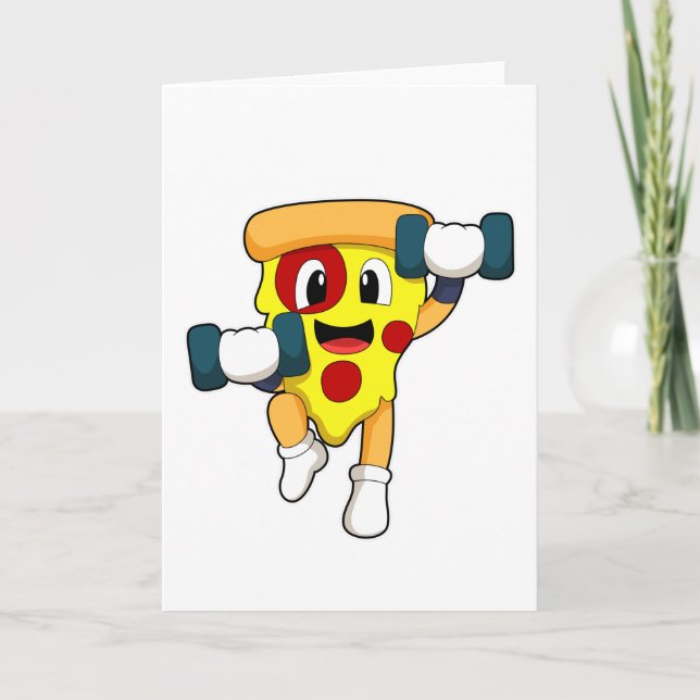 Tarjeta Pizza en Fitness con Pesas (Anverso)