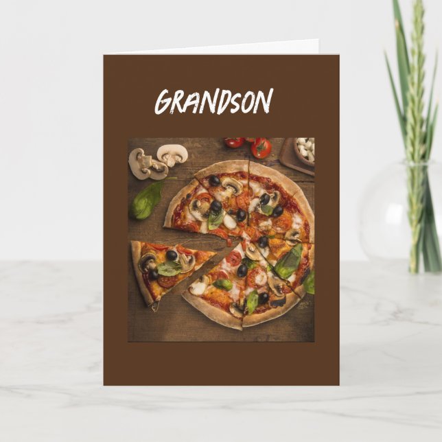 TARJETA *PIZZA HUMOR* PARA TU GRANDSON DE CUMPLEAÑOS (Anverso)