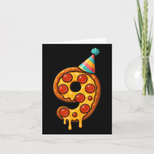 Tarjeta Pizza Novena Cumpleaños Gorra Fiesta de 9 años