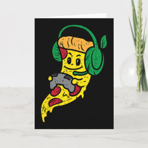 Tarjeta Pizza para jugadores de videojuegos Divertida comi