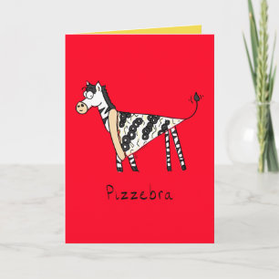 Tarjeta Pizza Zebra Cute Kids Animal