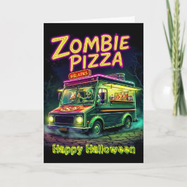 Tarjeta ¡Pizza Zombie En Tu Barrio En Halloween!