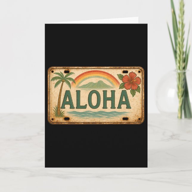 Tarjeta Placa Antigua Aloha Hawaii  (Anverso)