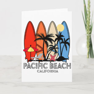 Tarjeta Placa de surf retro vintage de Pacific Beach Calif
