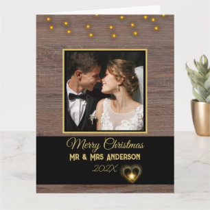 Tarjeta Placa Rustic Vintage Wood Sr. y Sra. Navidades
