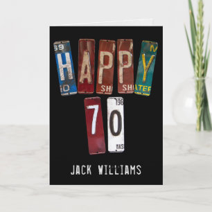 Tarjeta placas de automóviles viejos de 70 años