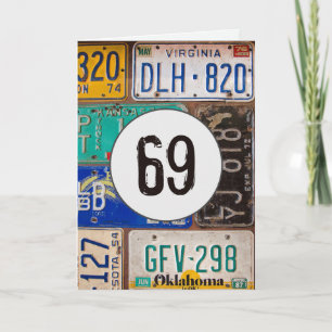 Tarjeta Placas de licencia de época para 69 años