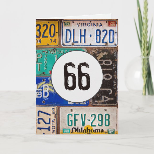 Tarjeta Placas de licencia de época para el 66 aniversario (Anverso)