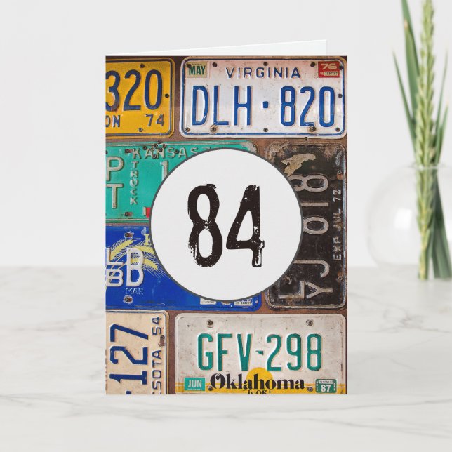 Tarjeta Placas de licencia de época para el 84 aniversario (Anverso)