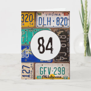 Tarjeta Placas de licencia de época para el 84 aniversario