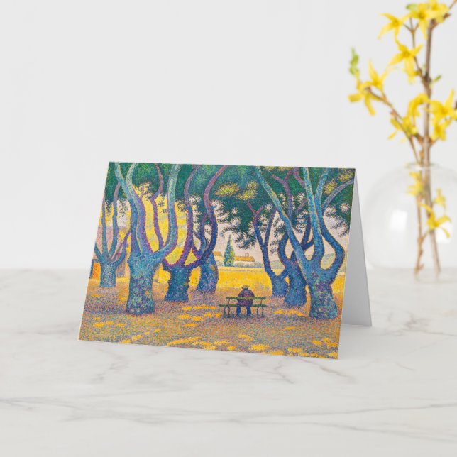 Tarjeta Place des Lices, St. Tropez | Paul Signac | (flor amarilla)