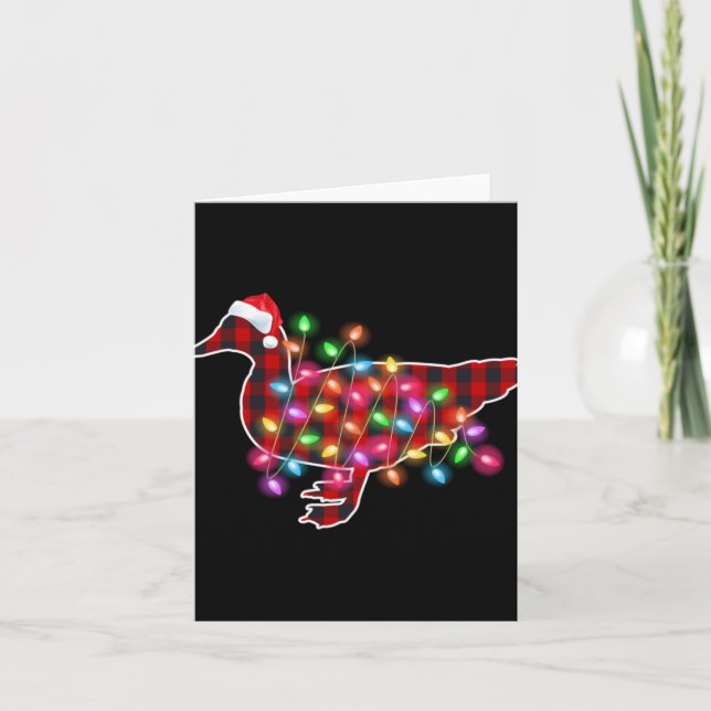 Tarjeta Plaid Buffalo Duck Christmas Pajamas Xmas Lights F (Anverso)