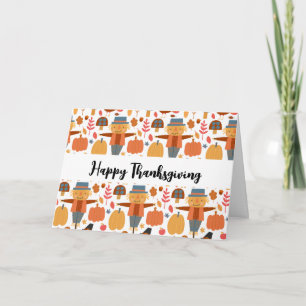 Tarjeta Plan de Acción de Gracias de Turquía y Scarecrow