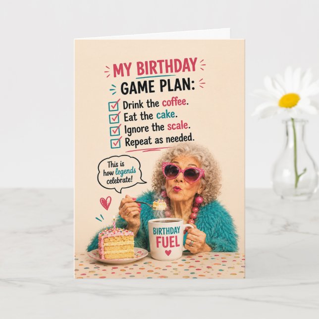 Tarjeta Plan de Cumpleaños de Anciana Sassy (Planta pequeña)