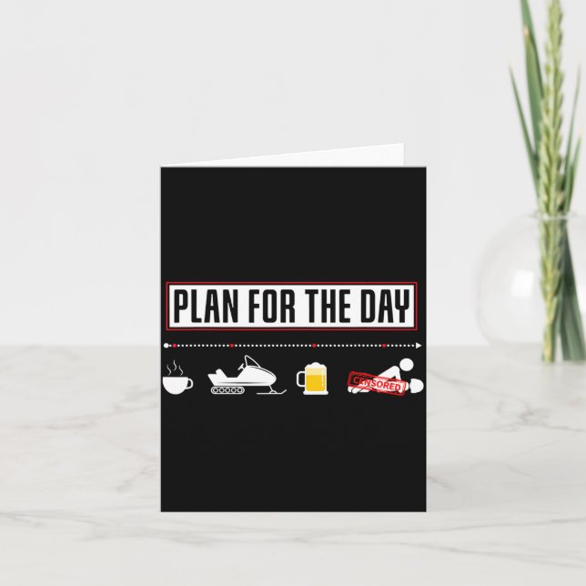 Tarjeta Plan For The Day Funny Snowmobile  (Anverso)