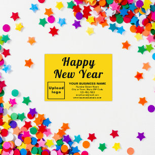 Tarjeta plana amarilla pequeña de año nuevo para n