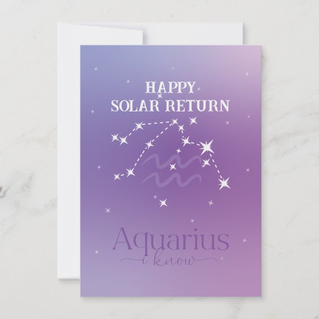 Tarjeta plana Aquarius Lavender de Rótulo Zodiac (Anverso)