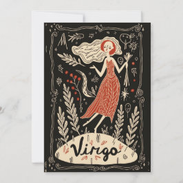 Tarjeta plana - Arte zodiaco Celestial Virgo