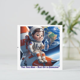 "Tarjeta plana astronauta de espacio para cohetes