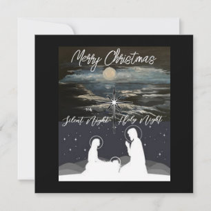 Tarjeta plana azul de Navidades de la luna