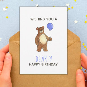 Tarjeta plana Bear Happy Birday