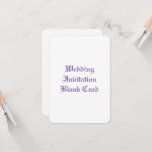 TARJETA PLANA BLANCA DE INVITACIÓN DE BODA<br><div class="desc">Tarjeta plana en blanco de invitación a bodas. Personalizar con tu diseño,  detalles o mensaje. ¡Gracias!</div>