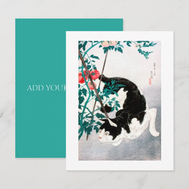 TARJETA PLANA : BLOQUEO DE AGUA JAPONESA : Gato co (Anverso / Reverso)