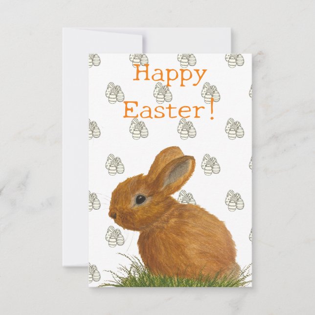 Tarjeta plana Brown Bunny Easter (Anverso)