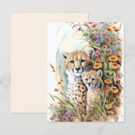 Tarjeta plana Cheetah Baby and Mom