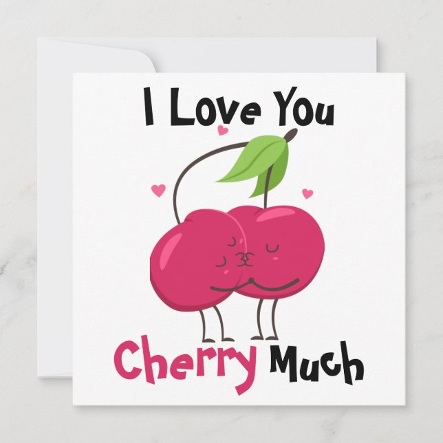 Tarjeta plana Cherry Love Pun (Anverso)